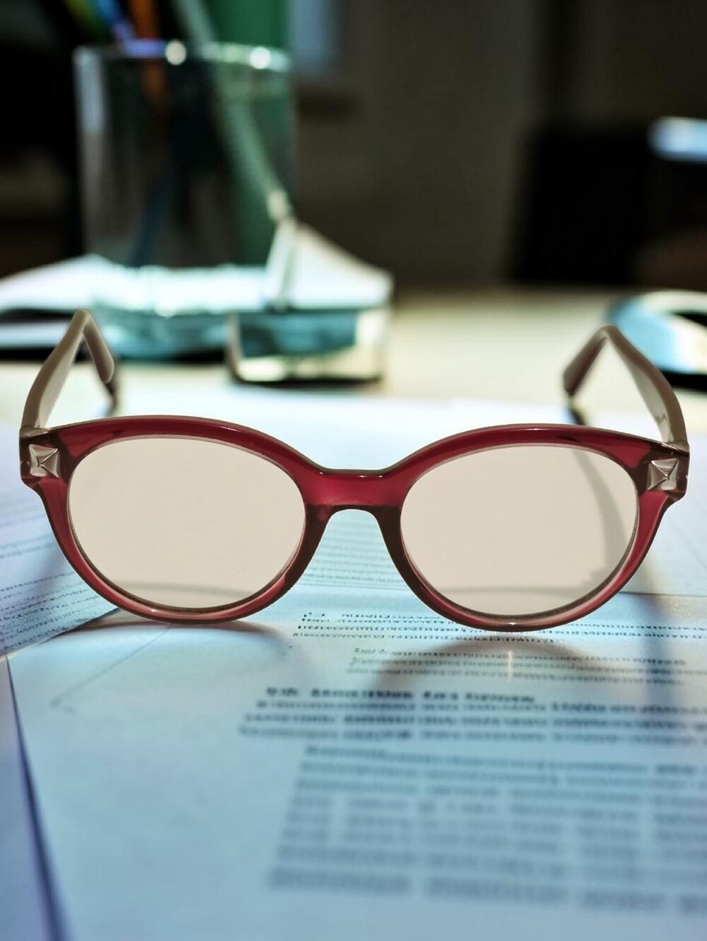 Valentino V2699 513 Burgundy Transparent Rockstud Cat-Eye EyeglassesFrames Only